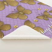 金ゴールド蝶パーソナライズされた名 シェルパブランケット (3/4)