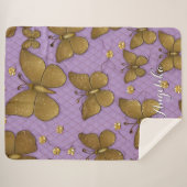 金ゴールド蝶パーソナライズされた名 シェルパブランケット (正面(横))