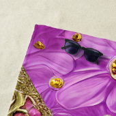 金ゴールド蝶ピンクの花の名パーソナライズされた前 ビーチタオル (インサイチュ)