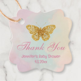 金ゴールド蝶ピンク赤ちゃん感謝していシャワーあなたシック フェイバータグ