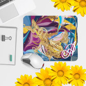 金ゴールド蝶ファンタジーモノグラム液体抽象芸術 マウスパッド