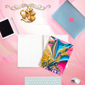 金ゴールド蝶フラワーモノグラム液体抽象芸術 プランナー手帳