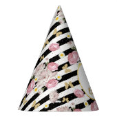 金ゴールド蝶フローラテーマハッピーバースデー写真 パーティーハット (左)