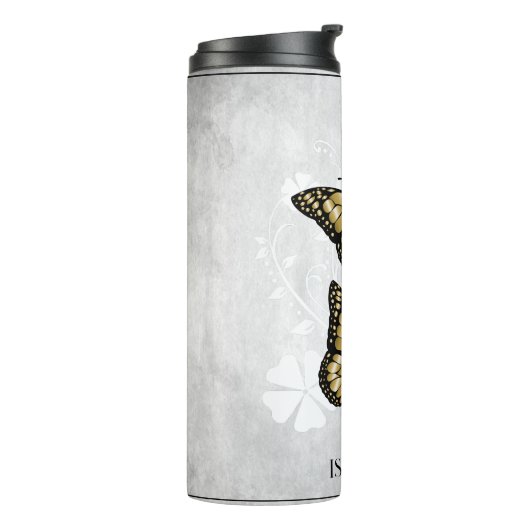 金ゴールド蝶フローラ熱パーソナライズされたタンブラー タンブラー (回転左)