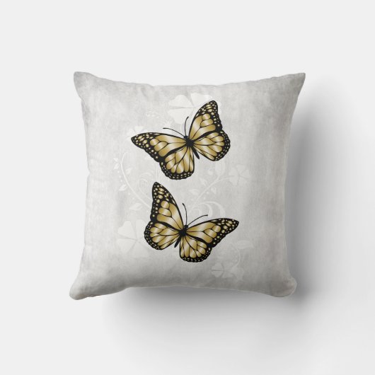 金ゴールド蝶フローラ装飾用クッション クッション (裏面)
