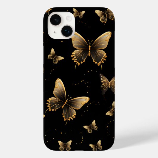 金ゴールド蝶ブラック Case-Mate iPhoneケース (裏面)
