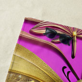 金ゴールド蝶ホットピンクパーソナライズされた名 ビーチタオル (インサイチュ)