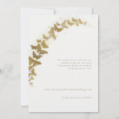 金ゴールド蝶ボホ結婚の2枚の写真救日付 招待状 (裏面)