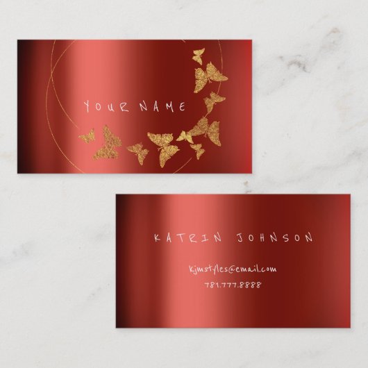 金ゴールド蝶レッド・インフルエンサーBLOGGER WRITER 名刺 (正面/裏面)