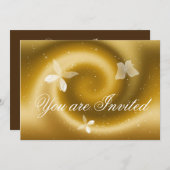 金ゴールド蝶招待状カード 招待状 (正面/裏面)