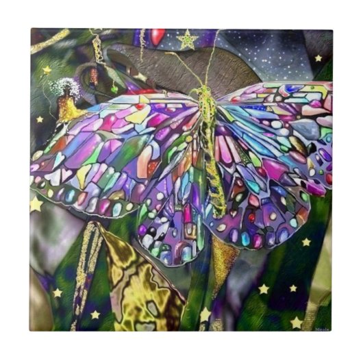 金ゴールド蝶 タイル (正面)