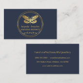 金ゴールド蝶,円フレームデザイナ 名刺 (正面/裏面)