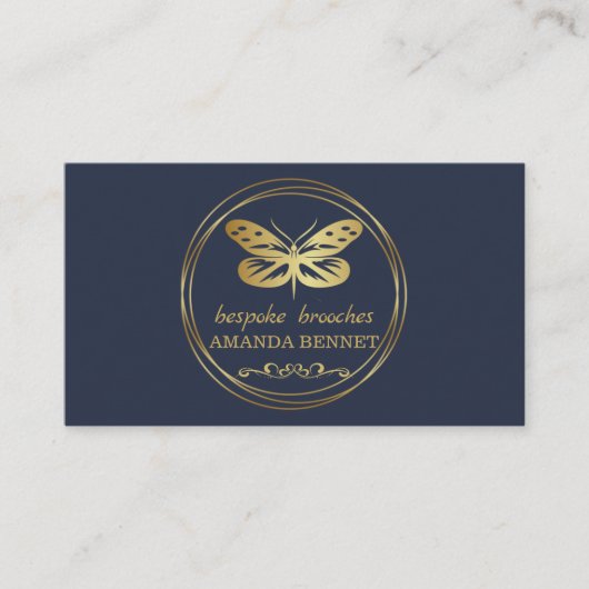 金ゴールド蝶,円フレームデザイナ 名刺 (正面)