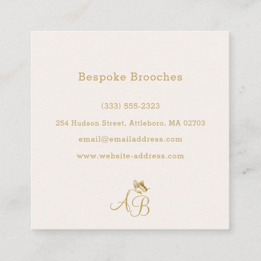 金ゴールド蝶,円枠モノフェミニングラム スクエア名刺 (裏面)