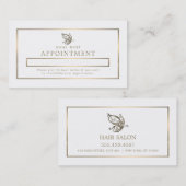 金ゴールド蝶、白および金ゴールドアポイントメントカード 予約カード (正面/裏面)