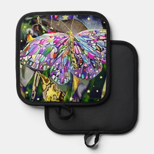 金ゴールド蝶 鍋敷き (正面/裏面)