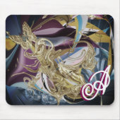 金ゴールド蝶"霧のような"モノグラム液体抽象芸術 マウスパッド (正面)