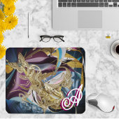金ゴールド蝶"霧のような"モノグラム液体抽象芸術 マウスパッド