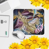 金ゴールド蝶"霧のような"モノグラム液体抽象芸術 マウスパッド