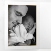 金ゴールド蝶， 4フォトコラージュベビー誕生 三つ折り案内状 (内部最初)