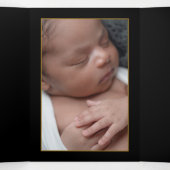 金ゴールド蝶、4フォトコラージュベビー誕生 三つ折り案内状 (内部中)