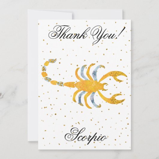 金ゴールド蠍座1回目の誕生日とビッグフォトありがとう サンキューカード (正面)