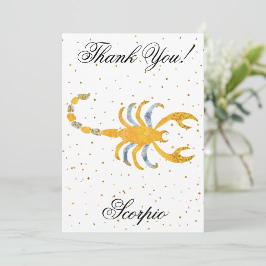 金ゴールド蠍座1回目の誕生日とビッグフォトありがとう サンキューカード (スタンド正面)