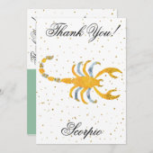 金ゴールド蠍座1回目の誕生日とビッグフォトありがとう サンキューカード (正面/裏面)