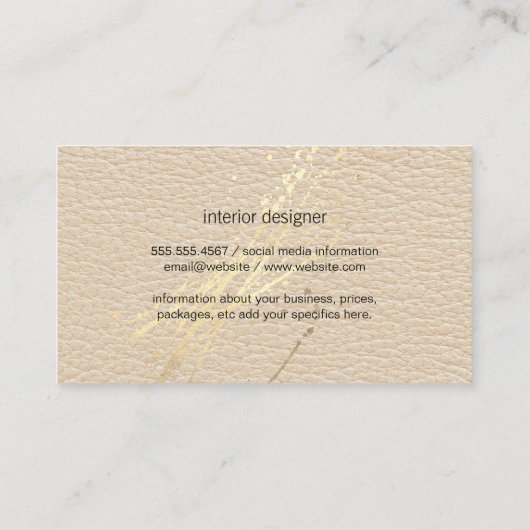 金ゴールド表現（ばちゃばちゃ）跳ねる | レザーテクスチャ 名刺 (裏面)