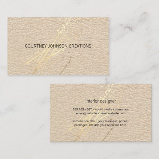 金ゴールド表現（ばちゃばちゃ）跳ねる | レザーテクスチャ 名刺 (正面/裏面)