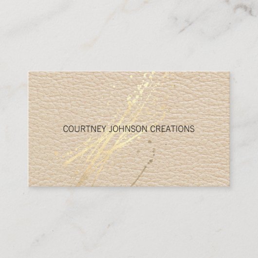 金ゴールド表現(ばちゃばちゃ)跳ねる | レザーテクスチャ 名刺 (正面)