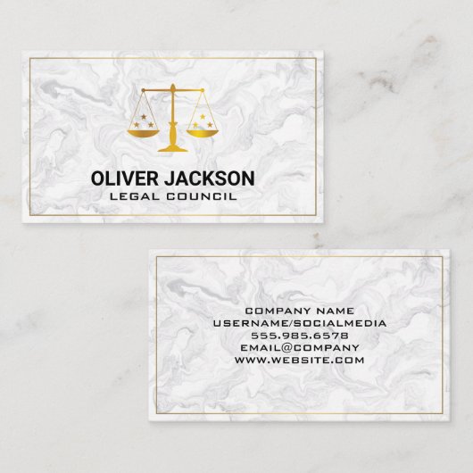 金ゴールド裁はかりで測判 |大理石 名刺 (正面/裏面)