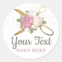 金ゴールド裁縫はさみ&シャビーシックフローラバラ ラウンドシール