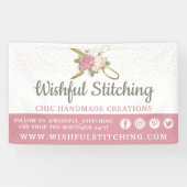 金ゴールド裁縫はさみ&シャビーシックフローラバラ 横断幕 (横)