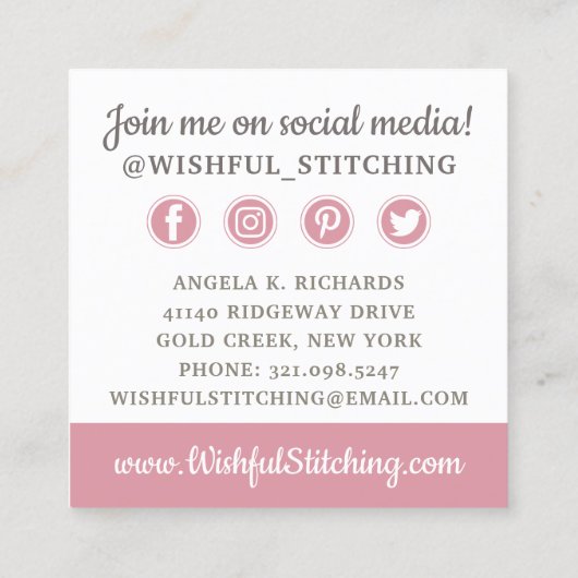 金ゴールド裁縫はしゃれたフローラソーシャルメディア スクエア名刺 (裏面)