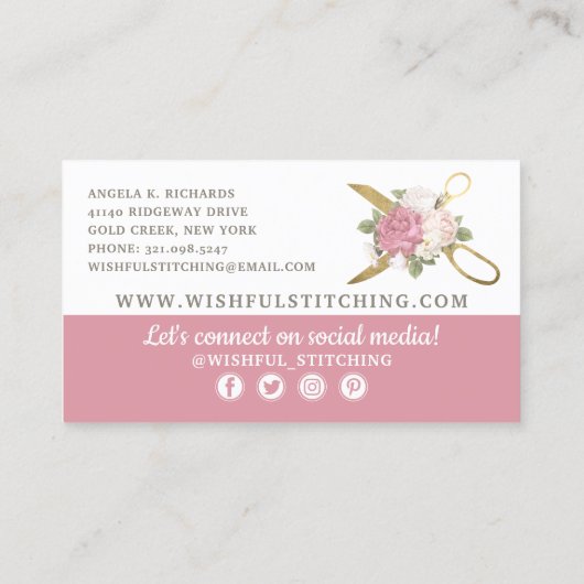 金ゴールド裁縫はしゃれたフローラソーシャルメディア 名刺 (裏面)