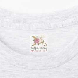 金ゴールド裁縫シザーシャビーフローラカスタム服 ラベル