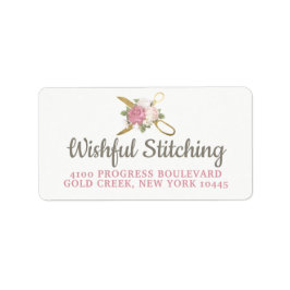 金ゴールド裁縫ハサミ&シャビーシックフローラアドレス ラベル