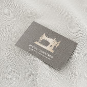 金ゴールド裁縫マシンシーメストレスグレーリネン 名刺