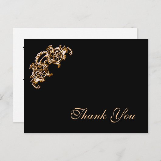 金ゴールド装飾されたフォトサンキューカードテンプレート ポストカード (正面/裏面)