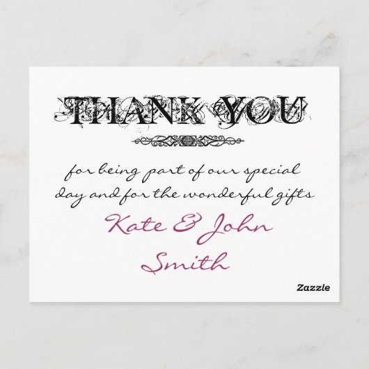 金ゴールド装飾されたフォトサンキューカードテンプレート ポストカード (裏面)