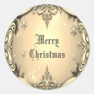 金ゴールド装飾クリスマスステッカー ラウンドシール