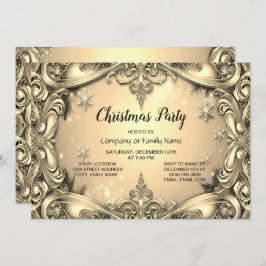 金ゴールド装飾クリスマスパーティの招待状 招待状