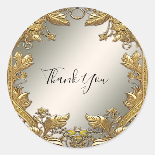 金ゴールド装飾フローラシ結婚ールのシール ラウンドシール (正面)