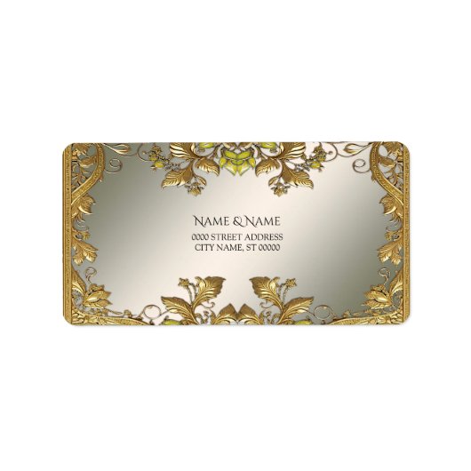 金ゴールド装飾フローラ住所 シール (正面)