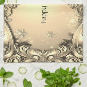 金ゴールド装飾ホリデーキッチンタオル キッチンタオル (折り畳み)