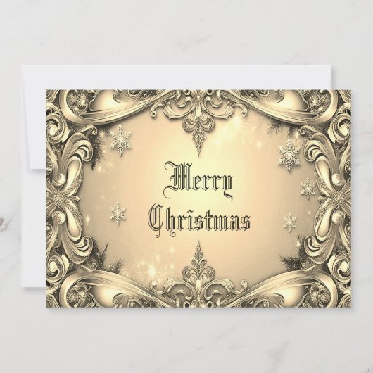 金ゴールド装飾ホリデークリスマスカード シーズンカード (正面)