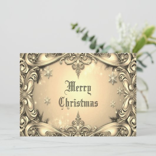金ゴールド装飾ホリデークリスマスカード シーズンカード (スタンド正面)