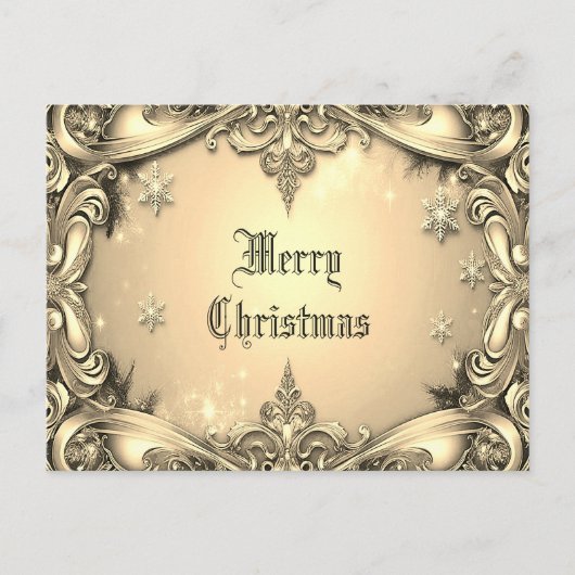 金ゴールド装飾ホリデークリスマスポストカード ポストカード (正面)