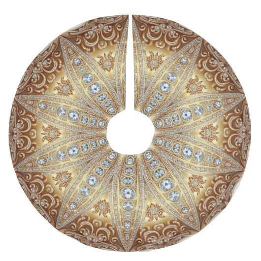 金ゴールド装飾用クリスマスツリースカート ブラッシュドポリエステルツリースカート (正面)